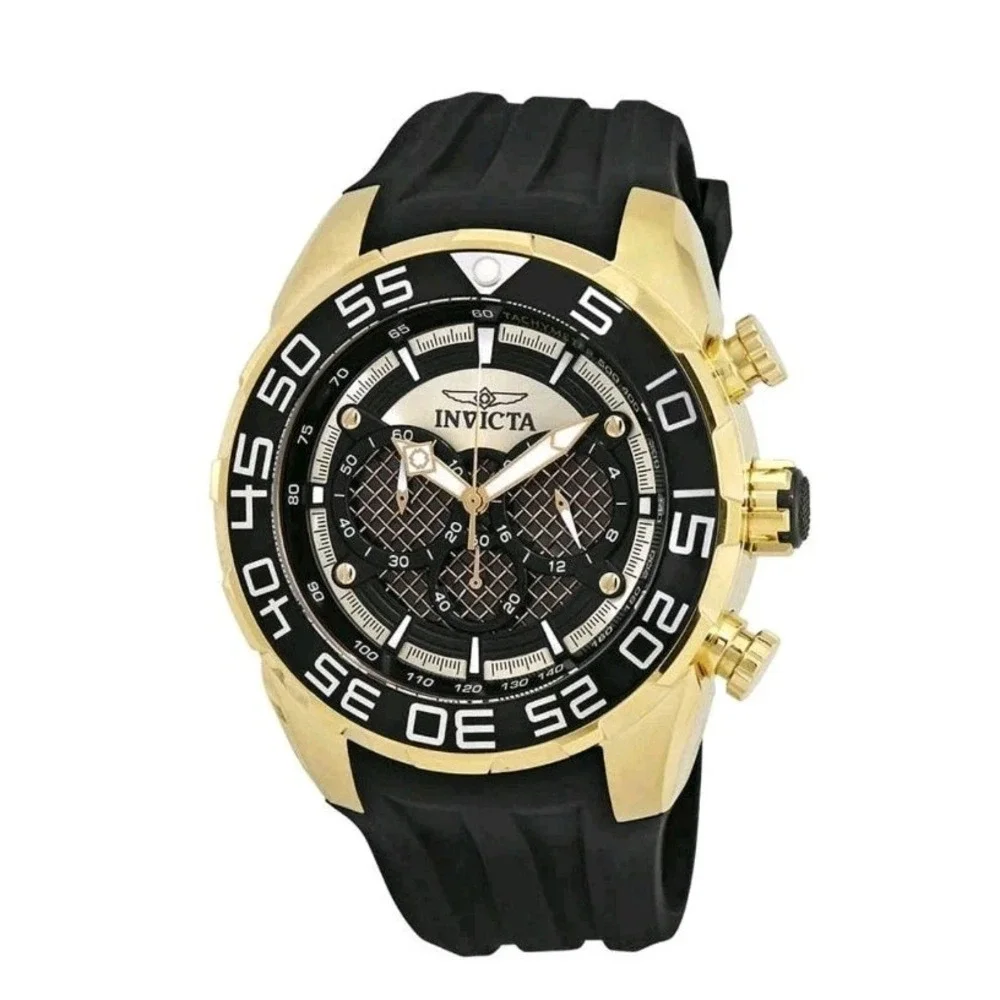 Invicta Men's Speedway Quartz Chrono 100m Gold Tone & Silicone Watch 26301 NICE